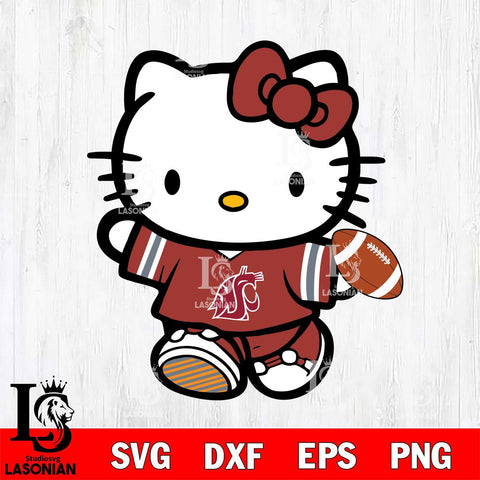 Washington State Cougars Cute Hello Kitty Football 7 Svg Eps Dxf Png File, NCAA svg, Digital Download, Instant Download