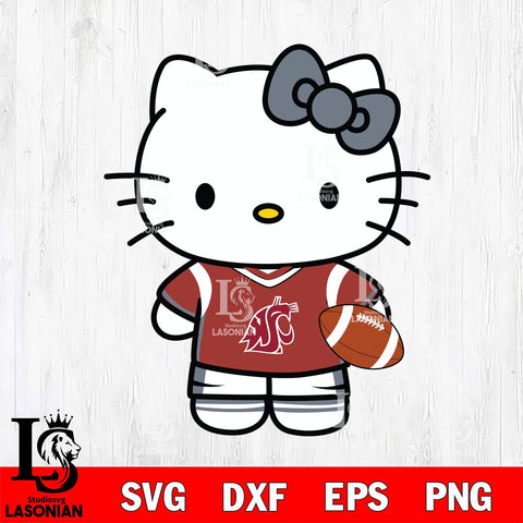 Washington State Cougars Cute Hello Kitty Football 8 Svg Eps Dxf Png File, NCAA svg, Digital Download, Instant Download