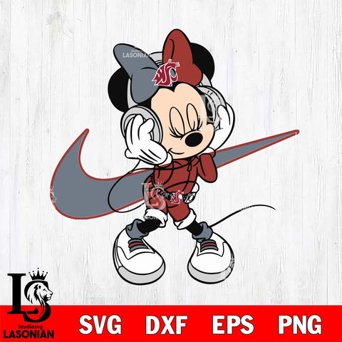 Washington State Cougars Cute Minnie Mouse Dancing Svg Eps Dxf Png File, NCAA svg, Digital Download, Instant Download