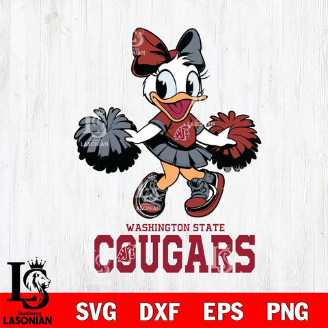 Washington State Cougars Daisy Duck Cheerleader Disney, Svg Eps Dxf Png File, Digital Download