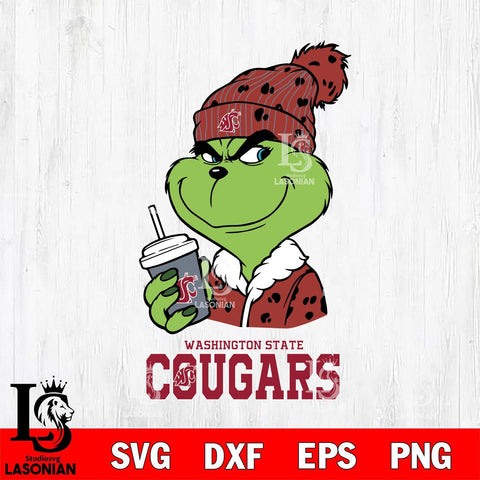 Washington State Cougars Grinch Cofffe Christmas Cut Files Cricut, Svg Dxf Eps Png file, Digital download , Silhouette