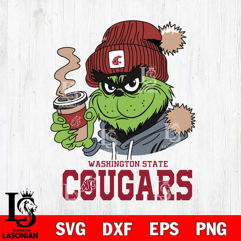 Washington State Cougars Grinch Cofffe Hoodie Cut Files Cricut, Svg Dxf Eps Png file, Digital download , Silhouette