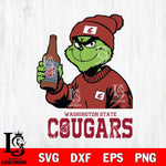 Washington State Cougars Grinch Drinking Beer Christmas Cut Files Cricut, Svg Dxf Eps Png file, Digital download , Silhouette