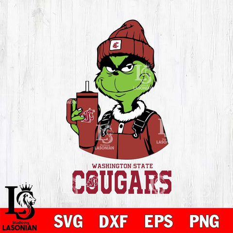 Washington State Cougars Grinch Football Christmas Cut Files Cricut, Svg Dxf Eps Png file, Digital download , Silhouette