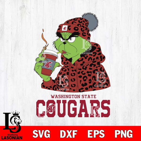 Washington State Cougars Grinch Leopard Christmas Cut Files Cricut, Svg Dxf Eps Png file, Digital download , Silhouette