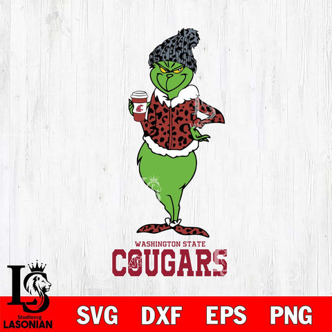 Washington State Cougars Grinch Leopard Coffee Svg Eps Dxf Png File, Digital Download, Instant Download