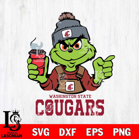 Washington State Cougars Grinch with coffee Svg Eps Dxf Png File, Digital Download, Instant Download