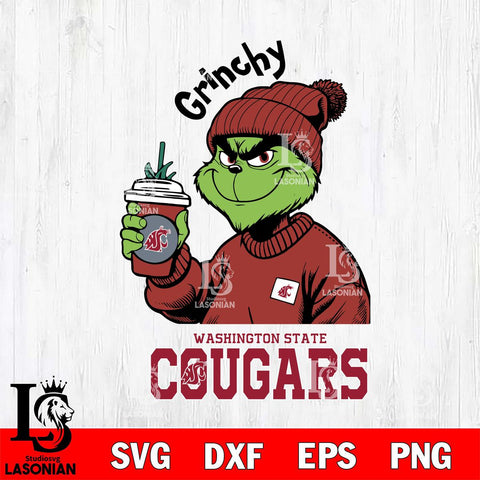 Washington State Cougars Grinchy Bougie Christmas Cut Files Cricut, Svg Dxf Eps Png file, Digital download , Silhouette