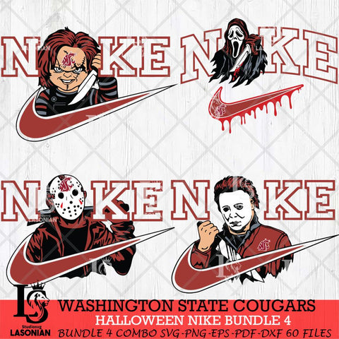 Washington State Cougars Halloween Nike NCAA Bundle 4 Svg Eps Dxf Png File, Digital Download, Instant Download