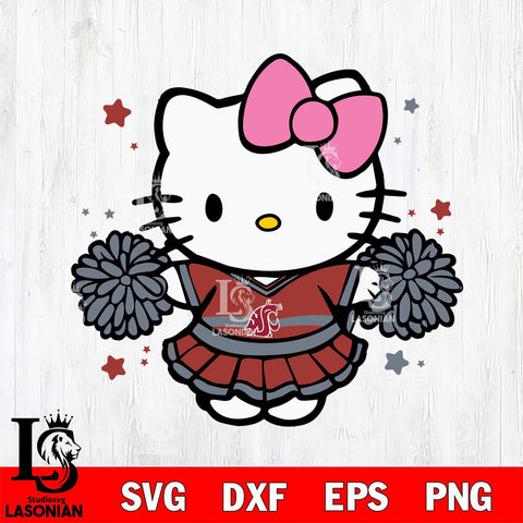 Washington State Cougars Hello Kitty Cheerleader 10 Svg Eps Dxf Png File, Digital Download, Instant Download