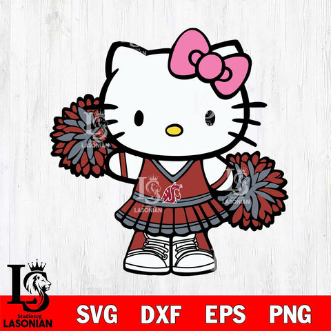 Washington State Cougars Hello Kitty Cheerleader 11 Svg Eps Dxf Png File, Digital Download, Instant Download