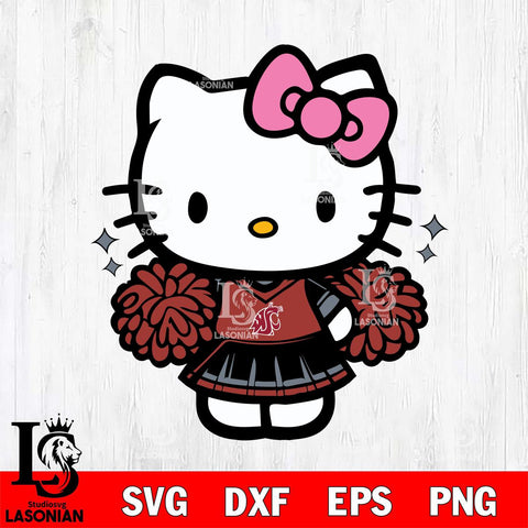 Washington State Cougars Hello Kitty Cheerleader Svg Eps Dxf Png File, Digital Download, Instant Download