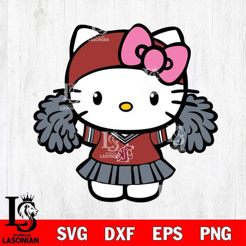 Washington State Cougars Hello Kitty Cheerleader 5 Svg Eps Dxf Png File, Digital Download, Instant Download