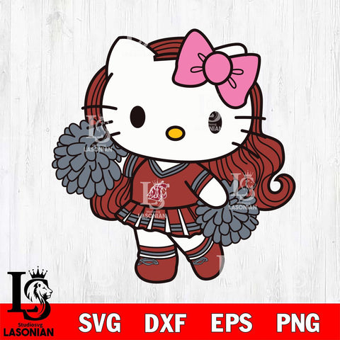 Washington State Cougars Hello Kitty Cheerleader 7 Svg Eps Dxf Png File, Digital Download, Instant Download