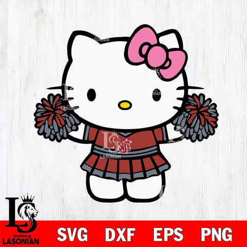 Washington State Cougars Hello Kitty Cheerleader 9 Svg Eps Dxf Png File, Digital Download, Instant Download