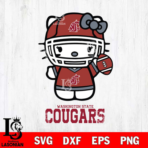 Washington State Cougars Hello Kitty NCAA 1 Svg Eps Dxf Png File, Digital Download, Instant Download