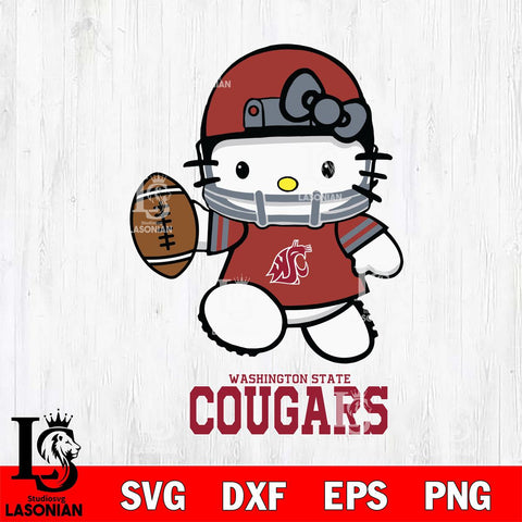 Washington State Cougars Hello Kitty NCAA 4 Svg Eps Dxf Png File, Digital Download, Instant Download