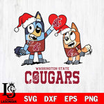 Washington State Cougars Love Bluey Christmas Svg Eps Dxf Png File, Digital Download