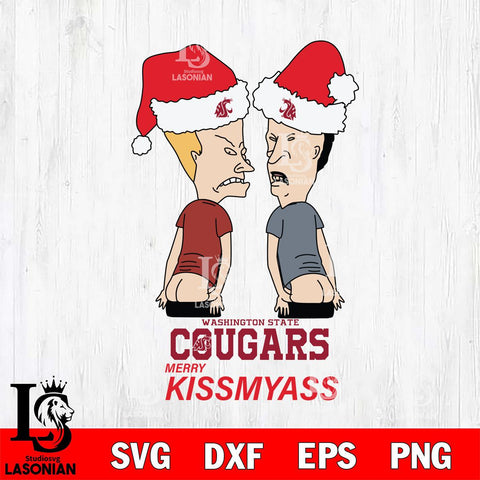 Washington State Cougars Merry KissMyass Svg Eps Dxf Png File,NCAA Svg Files,Digital Download,Sublimation,Instant Download