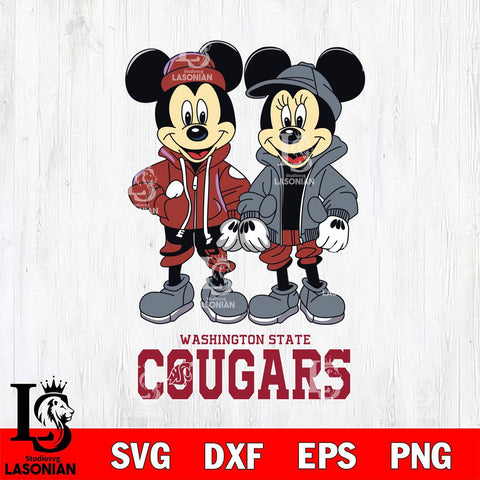 Washington State Cougars Mickey Minnie Mouse Football Svg Eps Dxf Png File, NCAA svg , File Cut , Digital Download , Instant Download, Cut Svg Files