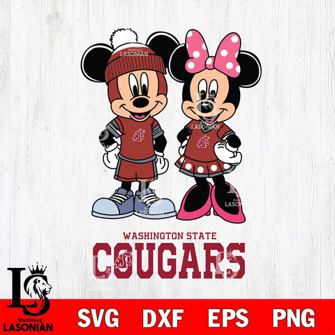 Washington State Cougars Mickey Minnie Mouse Pink Svg Eps Dxf Png File, NCAA svg , File Cut , Digital Download , Instant Download, Cut Svg Files