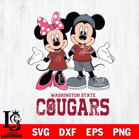 Washington State Cougars Mickey Minnie Mouse Sport Svg Eps Dxf Png File, NCAA svg , File Cut , Digital Download , Instant Download, Cut Svg Files