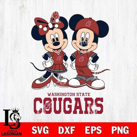 Washington State Cougars Mickey Minnie Mouse rugby ball Svg Eps Dxf Png File, NCAA svg , File Cut , Digital Download , Instant Download, Cut Svg Files