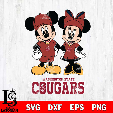 Washington State Cougars Mickey Minnie Rugby Svg Eps Dxf Png File, NCAA svg , File Cut , Digital Download , Instant Download, Cut Svg Files