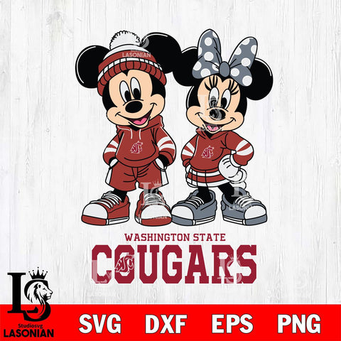 Washington State Cougars Mickey Minnie Rugby Hoodie Svg Eps Dxf Png File, NCAA svg , File Cut , Digital Download , Instant Download, Cut Svg Files