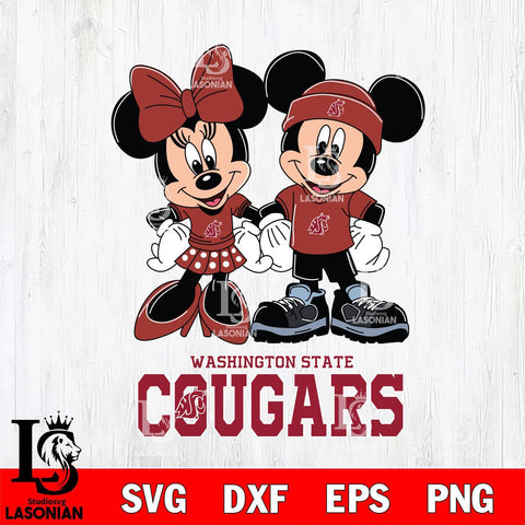 Washington State Cougars Mickey Minnie Rugby ball Svg Eps Dxf Png File, NCAA svg , File Cut , Digital Download , Instant Download, Cut Svg Files