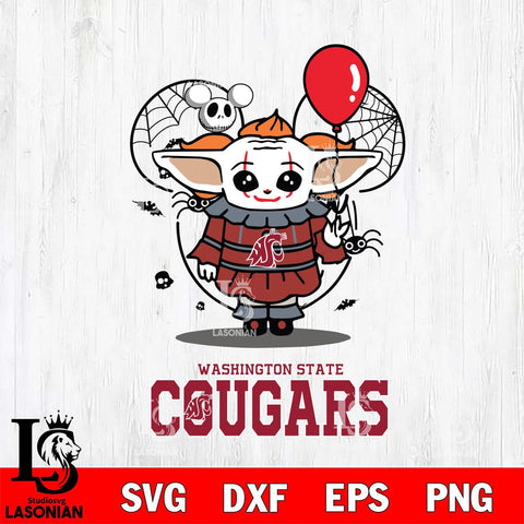 Washington State Cougars Stitch Pennywise Halloween Svg Eps Dxf Png File, Digital Download, Instant Download