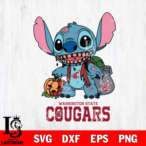 Washington State Cougars Stitch Zombie Svg Eps Dxf Png File, NCAA svg, Digital Download, Instant Download