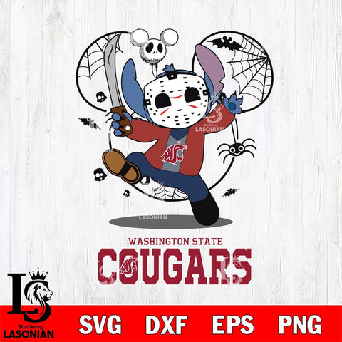 Washington State Cougars Stitch jason voorhees Halloween Svg Eps Dxf Png File, Digital Download, Instant Download