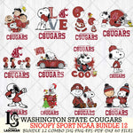 Washington State Cougars  Snoopy NCAA Bundle 12 SVG Svg Eps Dxf Png File, Digital Download