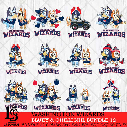 Washington Wizards Bluey & Bingo NBA Bundle 12 SVG Eps Dxf Png File, Bundle NBA svg, Digital Download, Instant Download