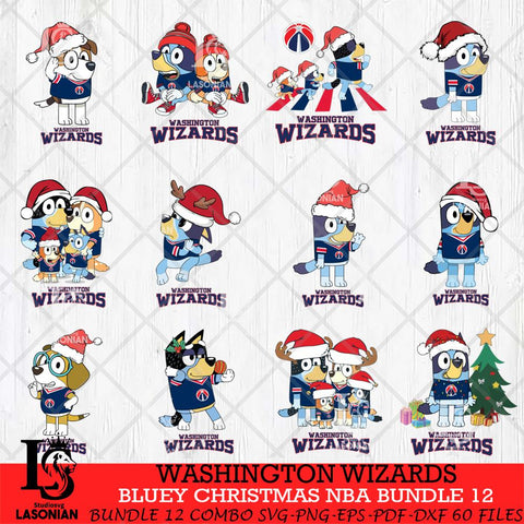 Washington Wizards Bluey Christmas NBA Bundle 12 Cricut , Christmas Svg , Bluey svg , Digital Download, dxf eps png pdf file