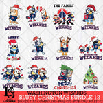 Washington Wizards Bluey Happy Christmas Bundle 12 Svg Eps Dxf Png File, Digital Download