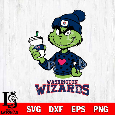 Washington Wizards Boujee Grinch Heart Christmas Cut Files Cricut, Svg Dxf Eps Png file , Silhouette