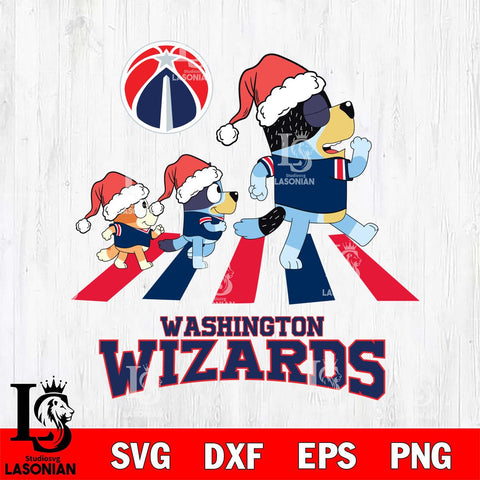 Washington Wizards Christmas Family Bluey Walking Svg , Christmas Svg , Bluey svg , Digital Download, dxf eps png pdf file