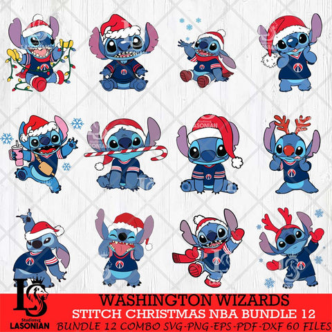 Washington Wizards Stitch Christmas NBA Bundle 12 SVG DXF EPS PNG file,Bundle NBA Svg, Digital download, Cut file