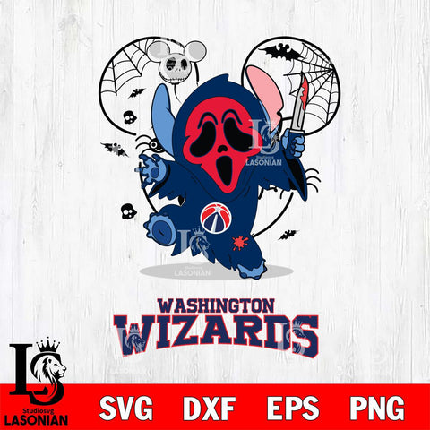 Washington Wizards Stitch Ghost Face Halloween 2 Svg Eps Dxf Png File, Digital Download, Instant Download