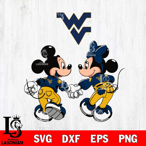 West Virginia Mountaineers Fan Minnie And Mickey Love Svg Eps Dxf Png File, Digital Download, Instant Download