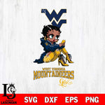 West Virginia Mountaineers Beauty Black Fan Girl Football, Svg Eps Dxf Png File, Digital Download