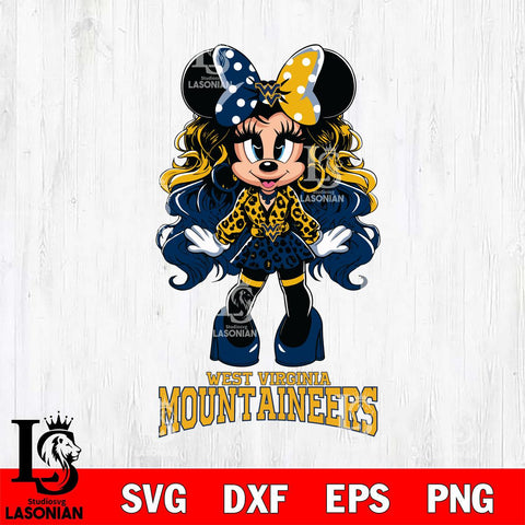 West Virginia Mountaineers Beauty Minnie Mouse Svg Eps Dxf Png File, Digital Download, Instant Download