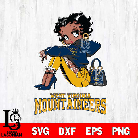 West Virginia Mountaineers Betty Boop Black Fan Girl Svg Eps Dxf Png File, Digital Download, Instant Download