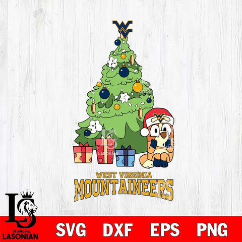 West Virginia Mountaineers Bluey Chilli Christmas Tree Svg Eps Dxf Png File, Digital Download