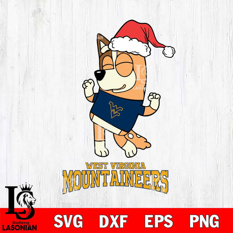 West Virginia Mountaineers Bluey Chilli Happy Christmas Svg Eps Dxf Png File, Digital Download