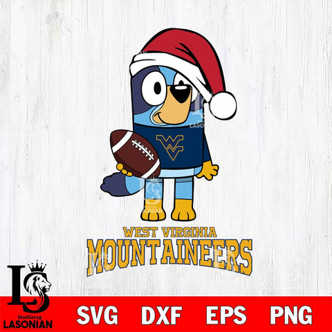 West Virginia Mountaineers Bluey Christmas Svg Eps Dxf Png File, Digital Download