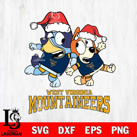 West Virginia Mountaineers Bluey Christmas Holiday Svg Eps Dxf Png File, Digital Download