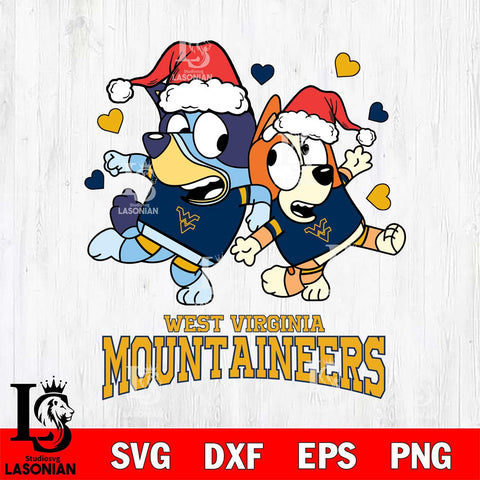 West Virginia Mountaineers Bluey Christmas NFL Svg Eps Dxf Png File, Digital Download